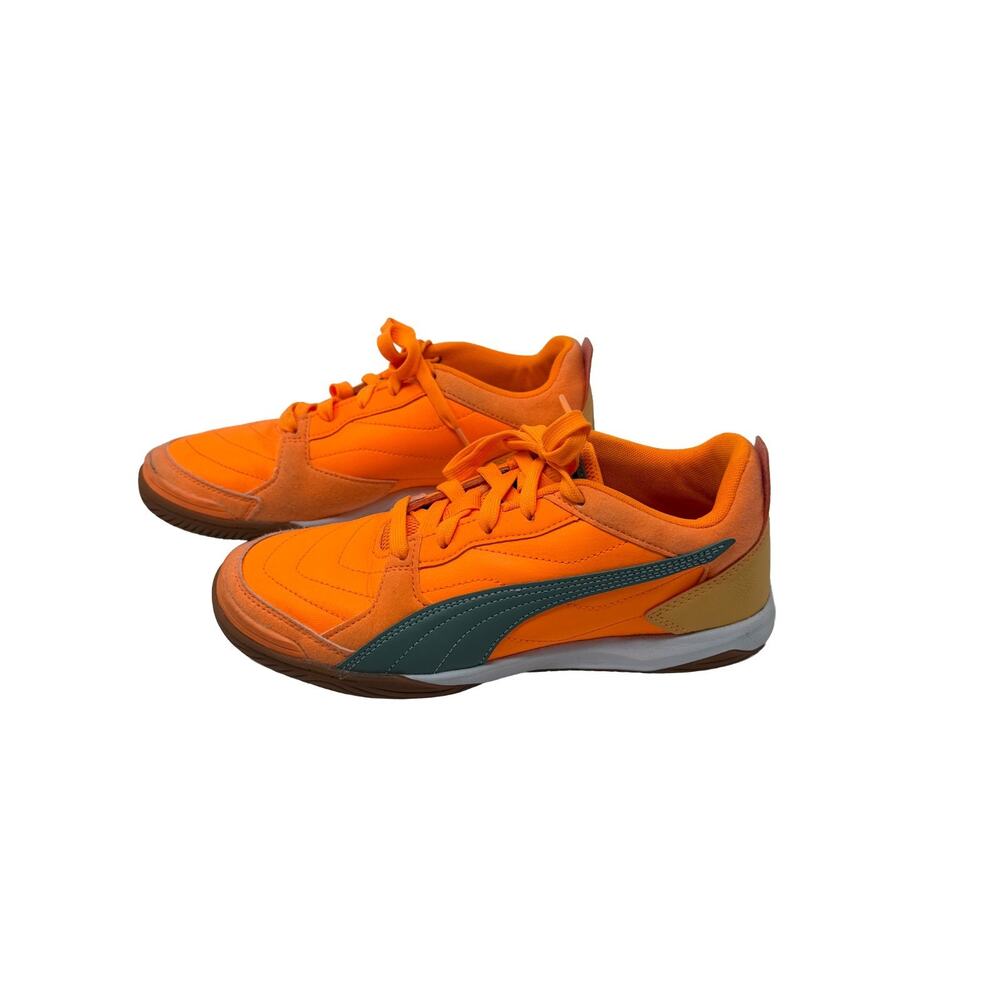 PUMA Men’s Pressing IV Orange/Gray Indoor Soccer Football Shoes 107419 sz 6